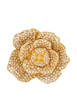 Oscar de la Renta Gardenia pavé-setting brooch - Gold