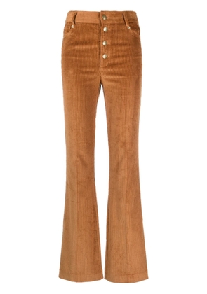 TWINSET logo-plaque corduroy flared trousers - Brown