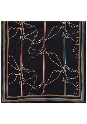 Paul Smith Magnolia-print silk scarf - Black