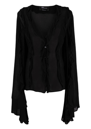 Blumarine ruffle-detail draped blouse - Black