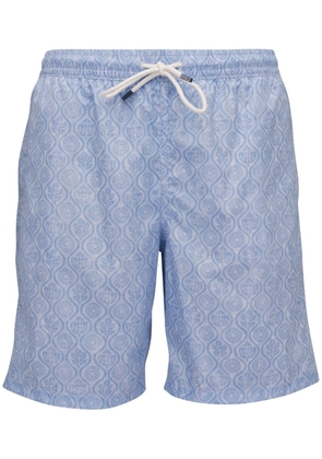 Fedeli floral-print drawstring swim shorts - Blue