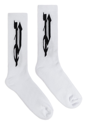 Palm Angels logo-print cotton-blend socks - White