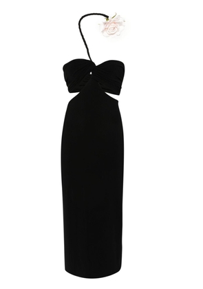 Magda Butrym rose-detail asymmetric midi dress - Black