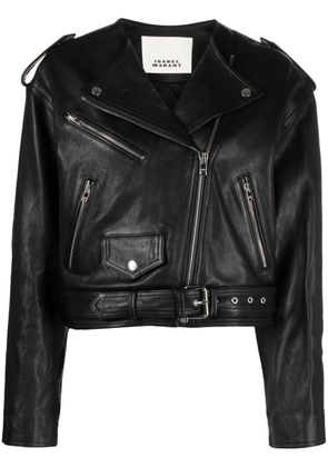 ISABEL MARANT cropped leather jacket - Black
