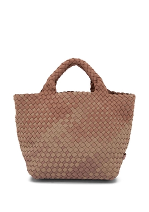 NAGHEDI small St Barth's graphic woven tote bag - Brown