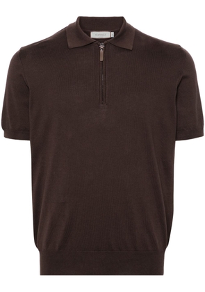 Canali half-zip fine-knit polo shirt - Brown