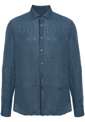 120% Lino classic-collar linen shirt - Blue