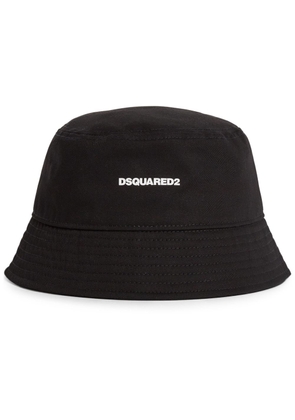 DSQUARED2 logo-print cotton bucket hat - Black