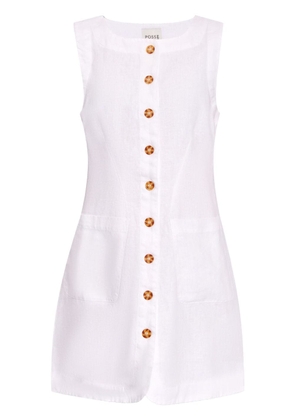 Posse Emma buttoned linen dress - White