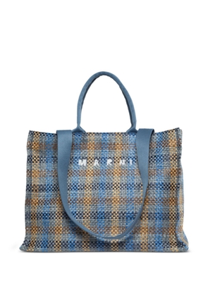 Marni larga Basket logo-embroidered tote bag - Blue