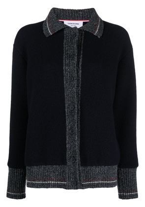 Thom Browne speckled-trim wool cardigan - Blue