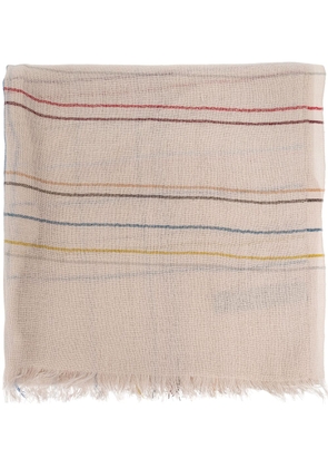 Paul Smith Signature Stripe frayed-hem scarf - Neutrals