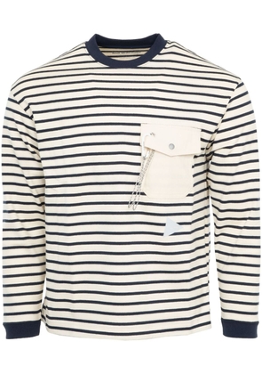 and Wander flap-pocket striped cotton T-shirt - Neutrals