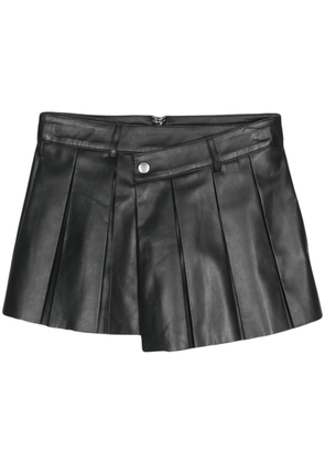 Manokhi pleated leather miniskirt - Black