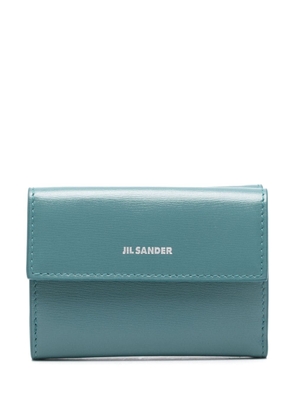 Jil Sander logo-stamp leather mini wallet - Blue