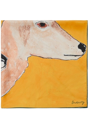 Burberry Stag-print silk scarf - Yellow
