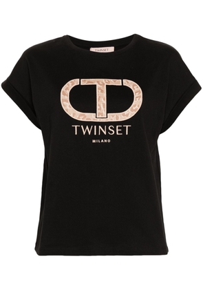TWINSET embroidered-logo cotton T-shirt - Black