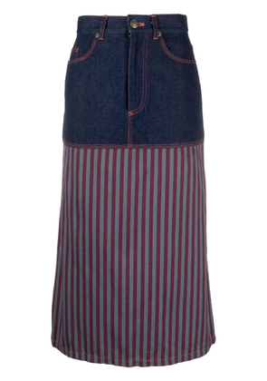 Jean Paul Gaultier Pre-Owned 1990s striped panelled denim skirt - Blue