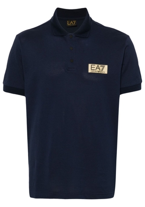 Ea7 Emporio Armani logo-patch piqué polo shirt - Blue
