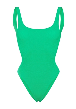 Hunza G square-neck shirred swimsuit - Green