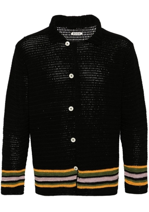 BODE Harbor stripe knitted overshirt - Black