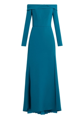 Amsale off-shoulder crepe gown - Blue