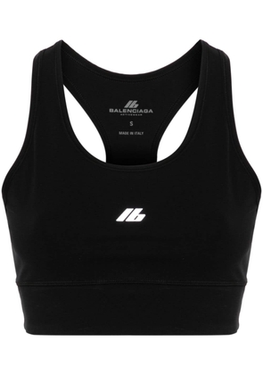 Balenciaga reflective-logo bra top - Black