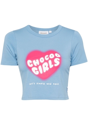 CHOCOOLATE graphic-print cropped T-shirt - Blue