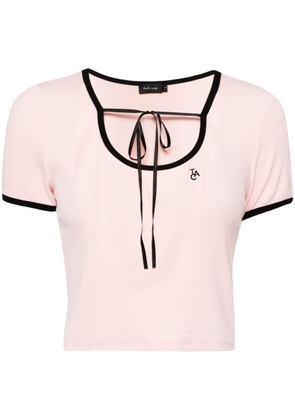 tout a coup tie-fastening cropped T-shirt - Pink