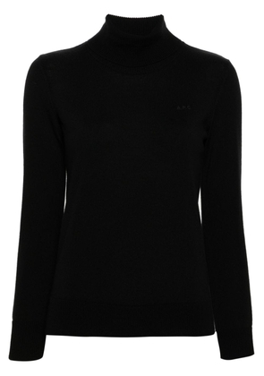 A.P.C. logo-embroidered wool jumper - Black