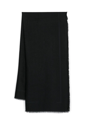 Elisabetta Franchi logo-jacquard frayed scarf - Black