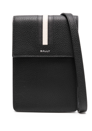 Bally stripe appliqué logo stamp shoulder bag - Black