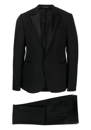Emporio Armani satin-trim single-breasted blazer - Black