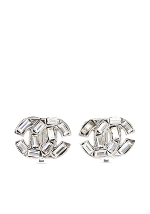 CHANEL Pre-Owned 2001 CC rhinestone clip-on earrings - Silver