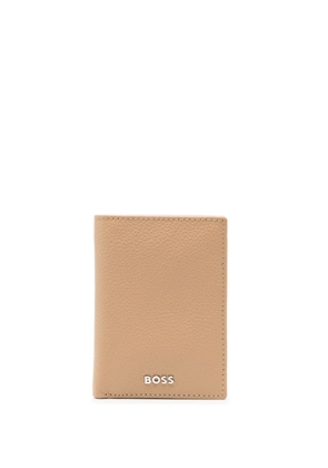 BOSS logo-plaque leather wallet - Brown