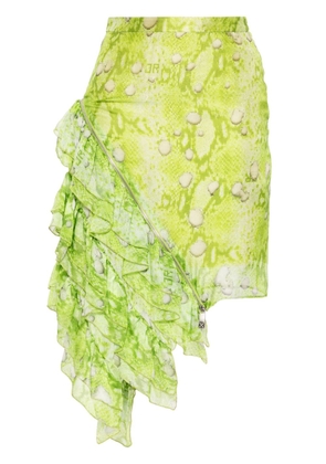John Richmond snakeskin-print midi skirt - Green