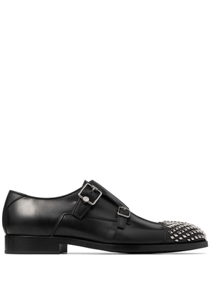 Jimmy Choo Finnion studded leather monk shoes - Black