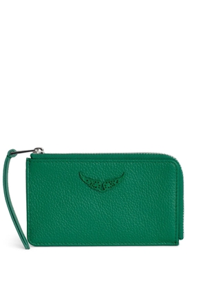 Zadig&Voltaire Wings-plaque leather cardholder - Green