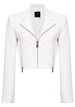 PINKO crepe cropped biker jacket - White