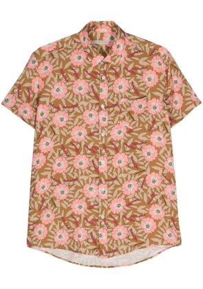 Daniele Alessandrini floral-print short-sleeve shirt - Brown