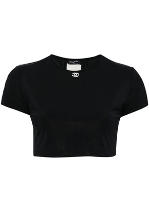 CHANEL Pre-Owned 1990-2000s CC-embroidered cropped T-shirt - Black