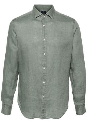 Boggi Milano spread-collar linen shirt - Green