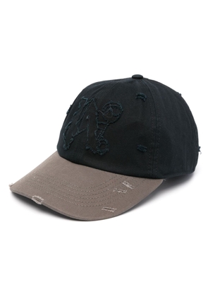 Palm Angels logo-patch distressed baseball cap - Blue