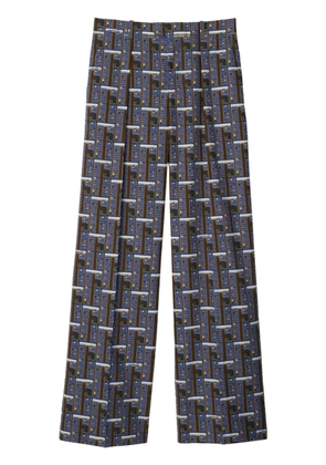 Burberry Bus silk straight-leg trousers - Blue