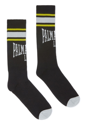 Palm Angels College intarsia knit-logo socks - Black