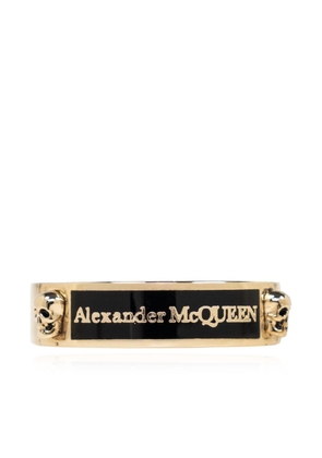 Alexander McQueen logo-engraved skull-detail ring - Gold