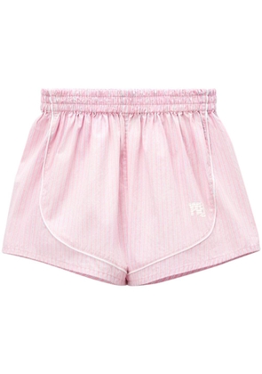 Alexander Wang logo-embroidered striped shorts - Pink