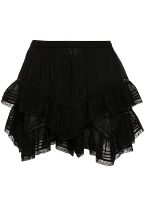 MARANT ÉTOILE Gisele lace-trim ruffled shorts - Black