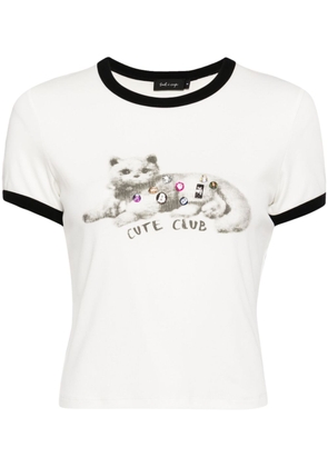 tout a coup cat-print stretch-cotton T-shirt - White
