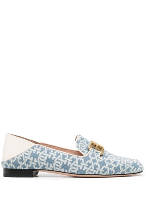 Bally logo-print leather loafers - Blue